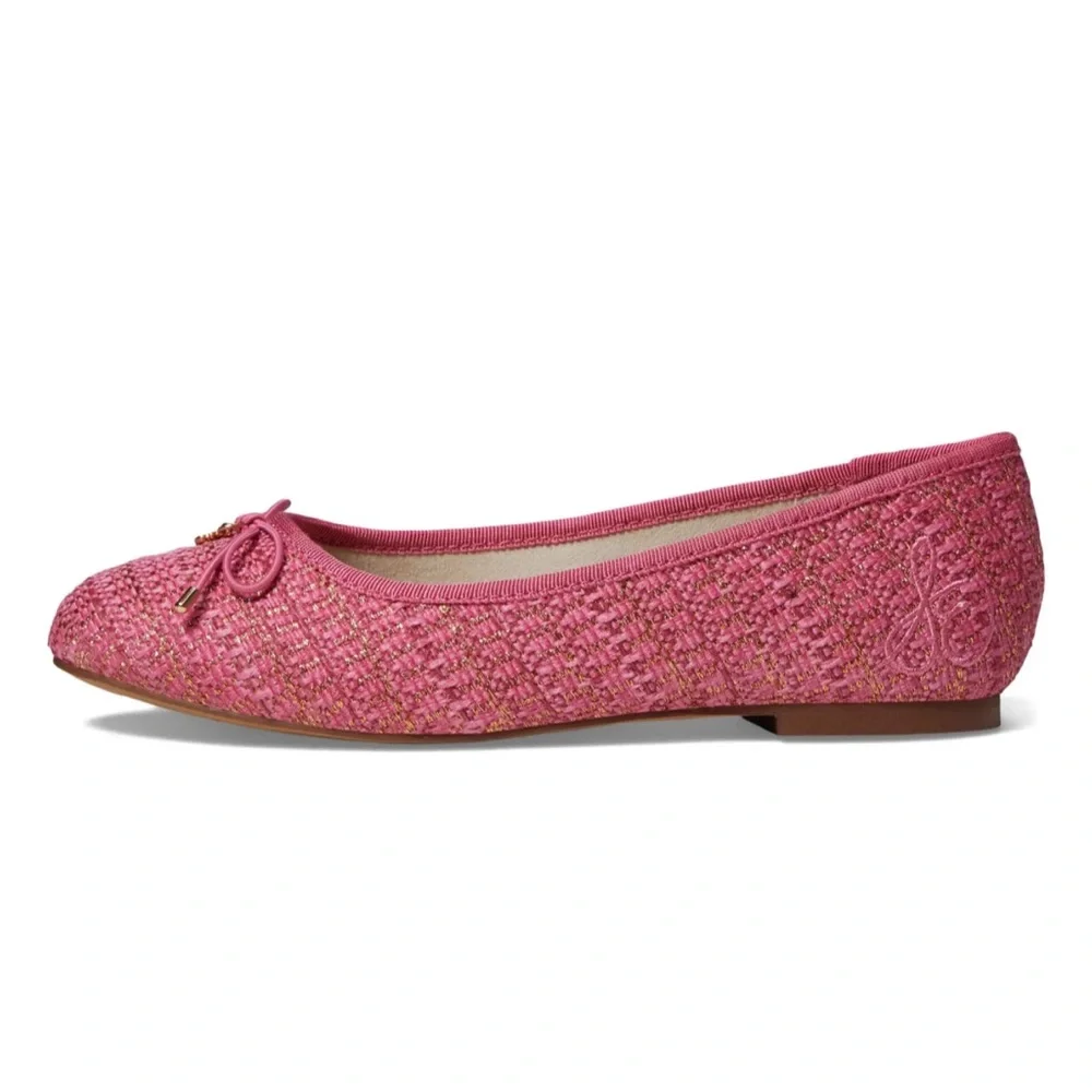 Sam Edelman Girls' Felicia Ballet Flat in Pink Boucle Size 4